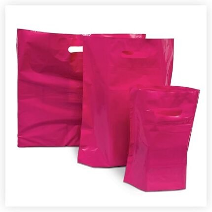Plastic Carrier Bags – Eco Friendly – Dark Pink – Medium 15″ x 18″ + 3″ palletwraps